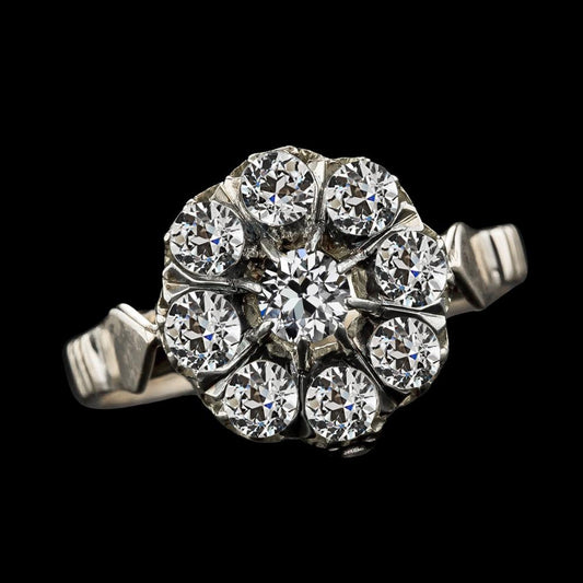 Anello Da Donna Con Naturale Diamante Tondo Taglio Antico Stile Vintage 9 Carati