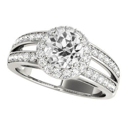 Anello Da Donna Con Naturale Diamante Tondo Taglio Antico, Gambo Diviso, 4,50 Carati