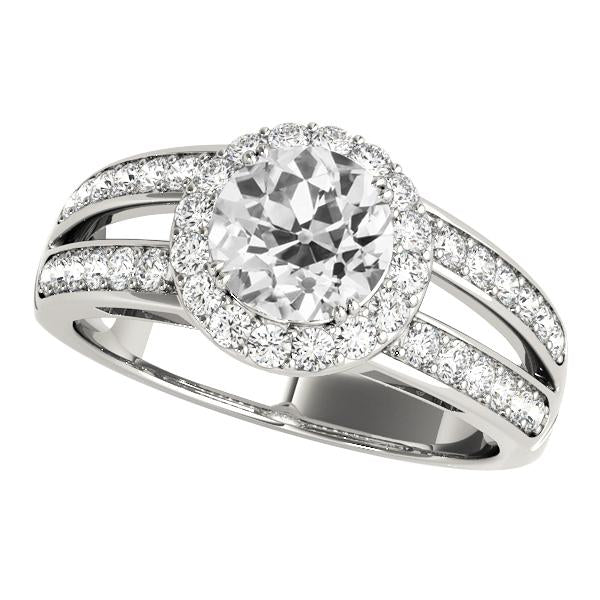 Anello Da Donna Con Naturale Diamante Tondo Taglio Antico, Gambo Diviso, 4,50 Carati