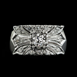 Anello Da Donna Con Naturale Diamanti Da Minatore Vecchio Stile Vintage Oro 2 Carati Milgrain