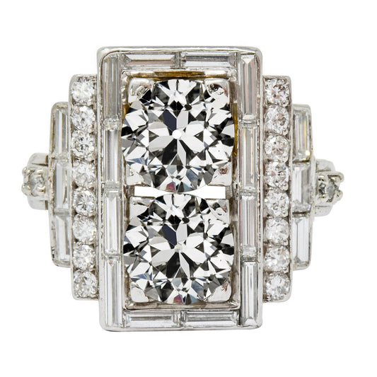 Anello Da Donna Halo Baguette & Il Giro Old Mine Cut Vero Diamante 7,50 Carati
