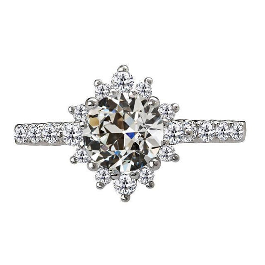 Anello Da Donna Halo Il Giro Old Mine Cut Genuino Diamante Star Style 5.50 Carati