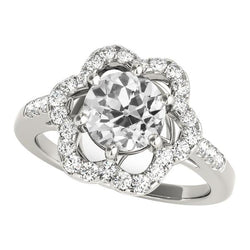 Anello Da Donna Halo Il Giro Old Mine Cut Naturale Diamante Flower Style 5.50 Carati