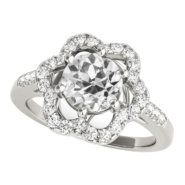 Anello Da Donna Halo Il Giro Old Mine Cut Naturale Diamante Flower Style 5.50 Carati