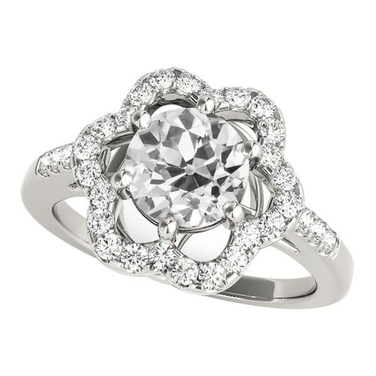 Anello Da Donna Halo Il Giro Old Mine Cut Naturale Diamante Flower Style 5.50 Carati