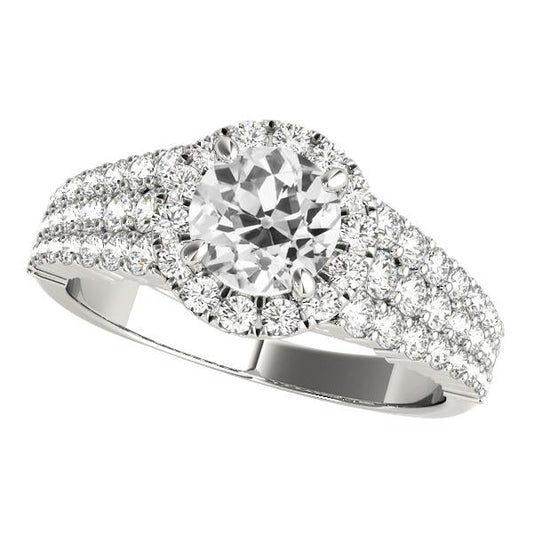 Anello Da Donna Halo Il Giro Vecchio Minatore Naturale Diamante Multi-Row Pave Set 5 Carati