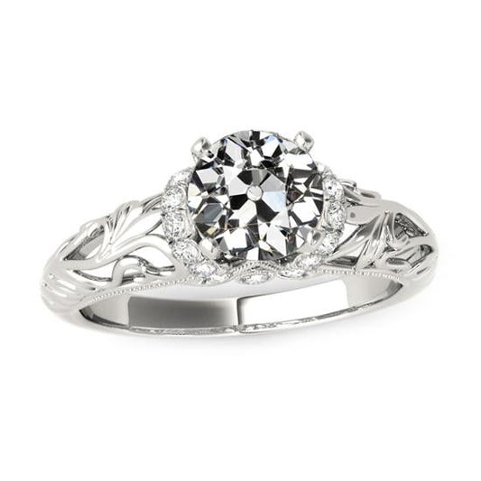 Anello Da Donna Halo Vecchio Minatore Genuino Diamante Antique Style 2,75 Carati Filigrana