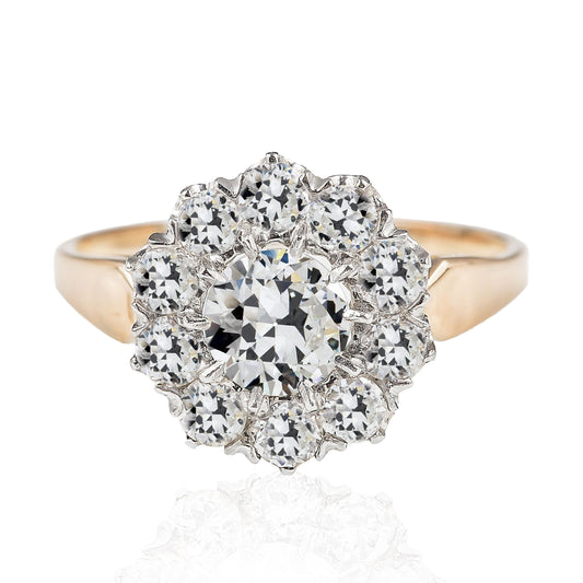Anello Da Donna Halo Vecchio Minatore Naturale Diamante Flower Style 4 Carati Con Gambo Affusolato