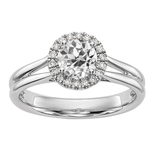 Anello Da Donna Halo Vecchio Minatore Vero Diamante Ring Gambo Diviso Gioielli In Oro 3 Carati