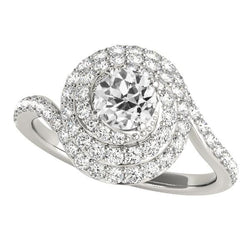 Anello Da Donna In Oro Antico Con Taglio Rotondo Con Genuino Diamante, Stile Attorcigliato, 4,75 Carati