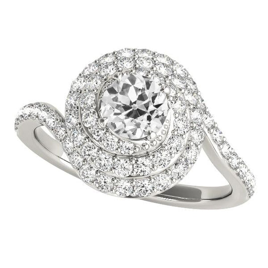Anello Da Donna In Oro Antico Con Taglio Rotondo Con Genuino Diamante, Stile Attorcigliato, 4,75 Carati