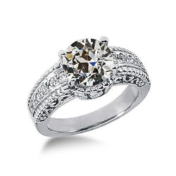 Anello Da Donna In Stile Antico Vecchio Minatore Con Naturale Diamanti In Oro 2,50 Carati Gioielli
