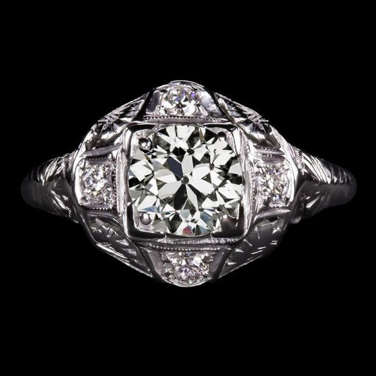 Anello Da Donna In Stile Antico, Rotondo, Con Genuino Diamante Taglio Miniera, 3 Carati