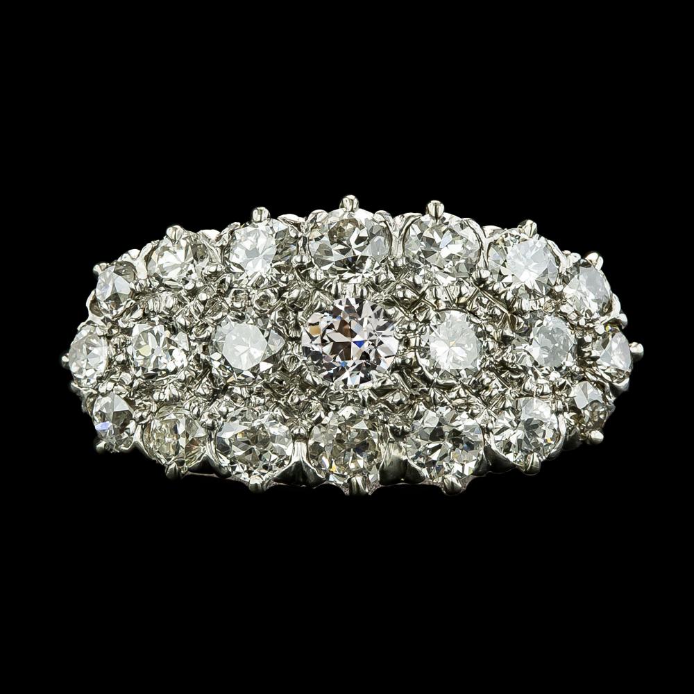 Anello Da Donna Rotondo Con Genuino Diamanti Taglio Antico, Gambo Milgrain, Oro 6 Carati