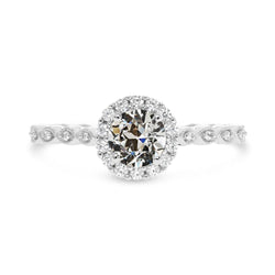 Anello Da Donna Rotondo Con Vero Diamante Da Minatore Vecchio, Oro Bianco 14K, 3 Carati
