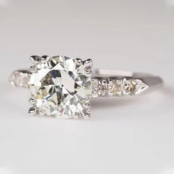 Anello Da Donna Rotondo Con Vero Diamanti Da Vecchio Minatore Set Di Tre Griffe 2.50 Carati
