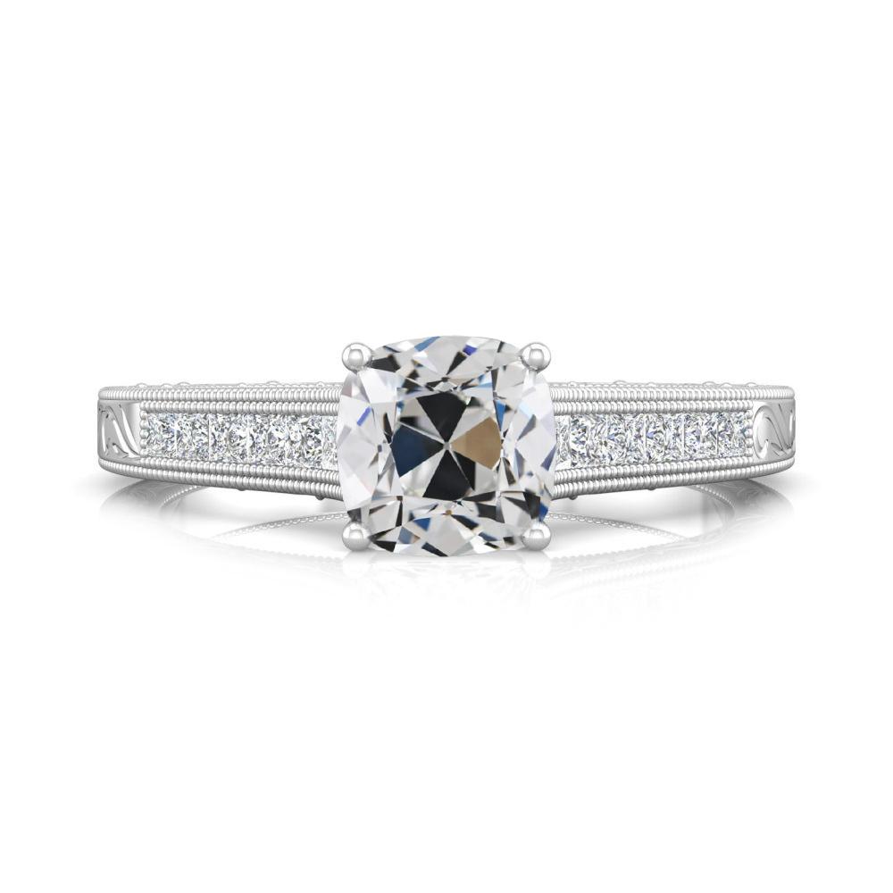 Anello Da Donna Stile Vintage Principessa E Cuscino Vecchio Minatore Genuino Diamante 4,50 Carati