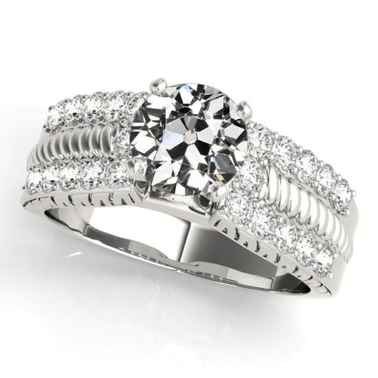 Anello Da Donna Vecchio Minatore Genuino Diamante Rope Style Wide Band 4,50 Carati