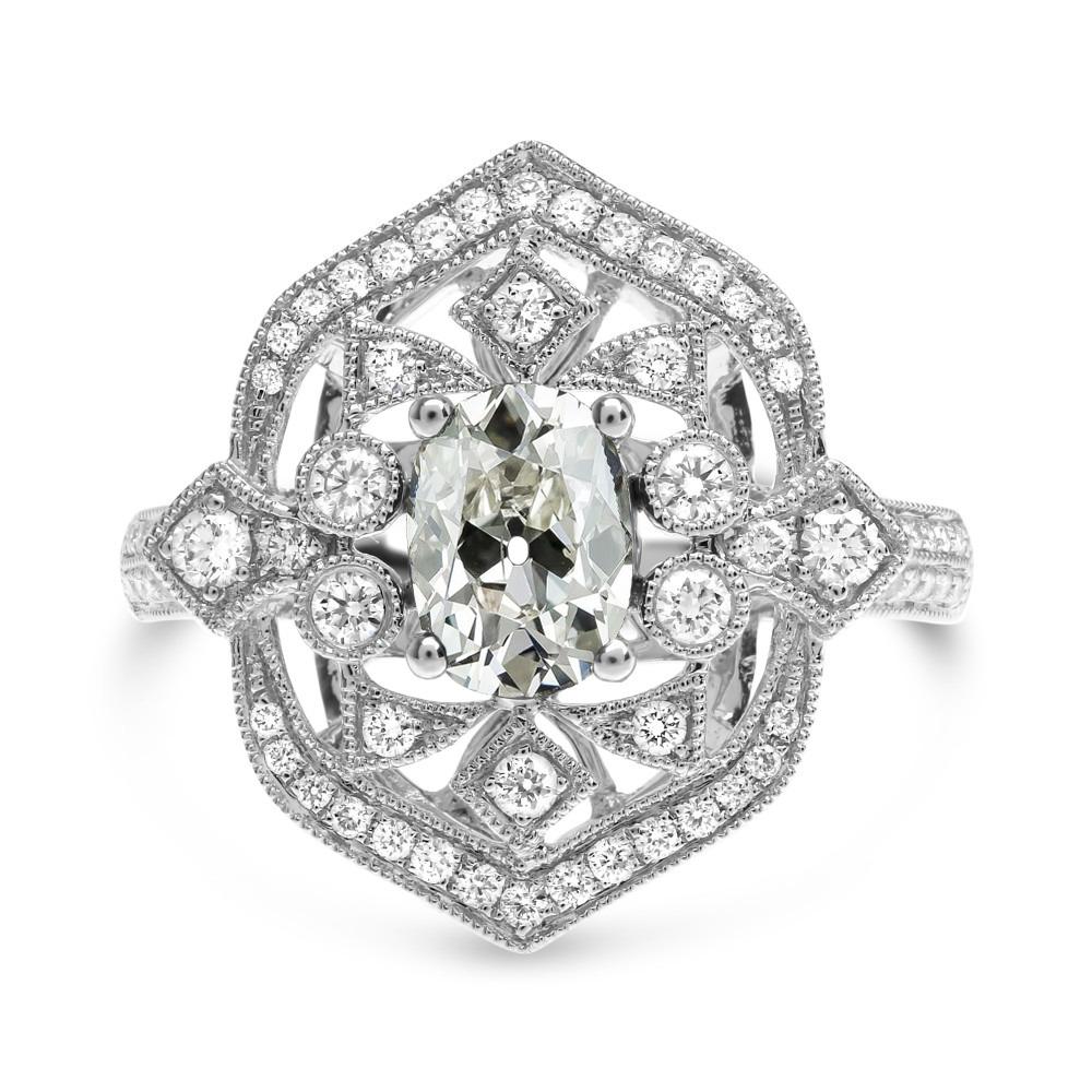 Anello Da Donna, Ovale, Con Vero Diamante Tagliato A Miniera, Stile Antico, 6 Carati