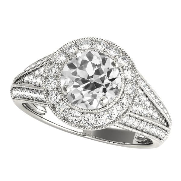 Anello Da Donna, Rotondo, Vecchio, Minatore, Con Vero Diamante, Gambo Milgrain Diviso, 6 Carati