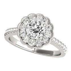 Anello Da Sposa Con Anello Rotondo In Stile Antico Con Genuino Diamante Taglio Miniera 4 Carati