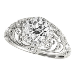 Anello Da Sposa In Oro Con Genuino Diamanti Rotondi Taglio Antico, 4 Carati, Gioielli Da Donna