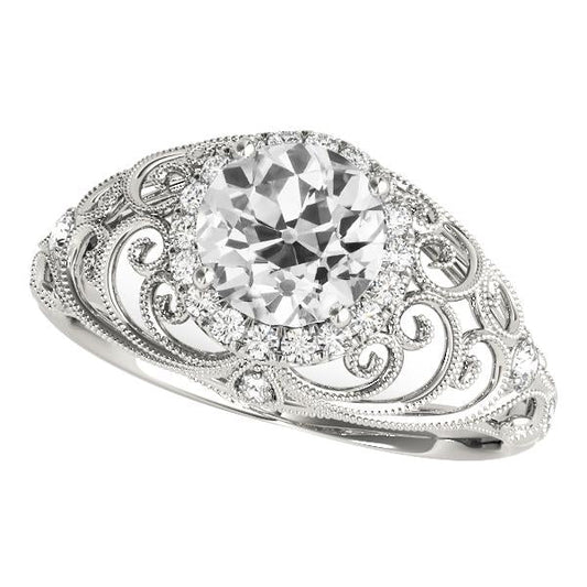 Anello Da Sposa In Oro Con Genuino Diamanti Rotondi Taglio Antico, 4 Carati, Gioielli Da Donna