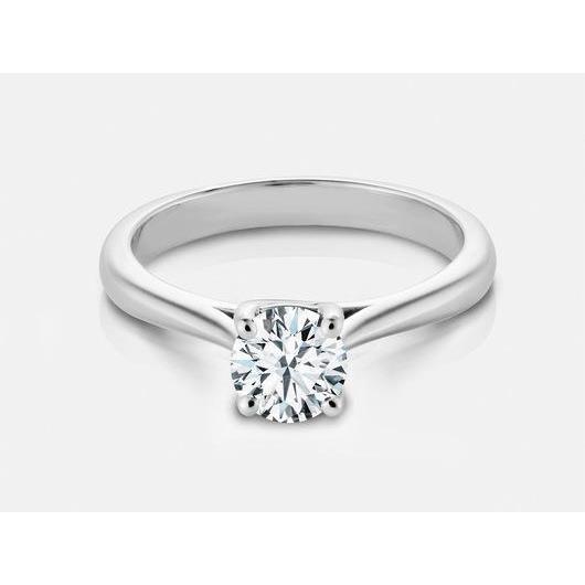Anello Da Sposa Solitario Con Naturale Diamante Rotondo Da 1 Carato In Oro Bianco 14K