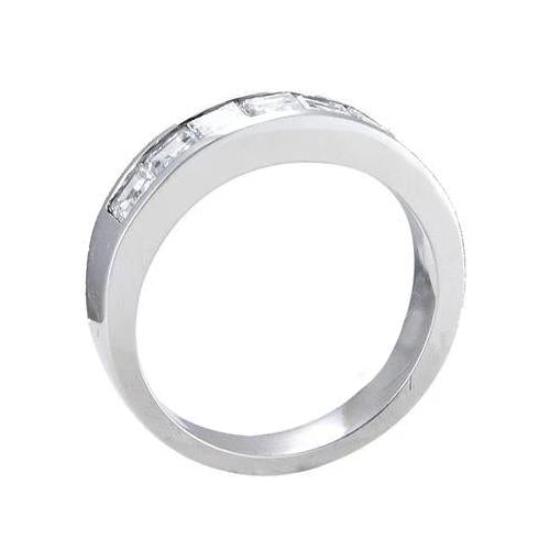 Anello Da Uomo In Oro Bianco 14K Con Vero Diamante Taglio Asscher 3,50 Carati