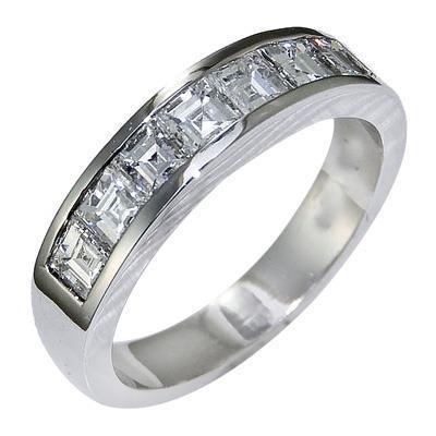 Anello Da Uomo In Oro Bianco 14K Con Vero Diamante Taglio Asscher 3,50 Carati