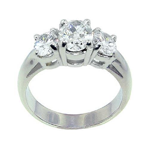 Anello Di Fidanzamento 3 Carati Naturale Diamante 3 Pietre In Oro Bianco