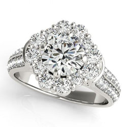 Anello Di Fidanzamento A Forma Di Fiore Con Naturale Diamante. 3 Carati. Gioielli Da Donna Nuovo