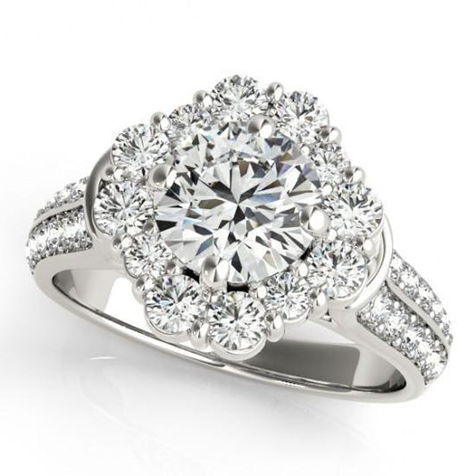 Anello Di Fidanzamento A Forma Di Fiore Con Naturale Diamante. 3 Carati. Gioielli Da Donna Nuovo