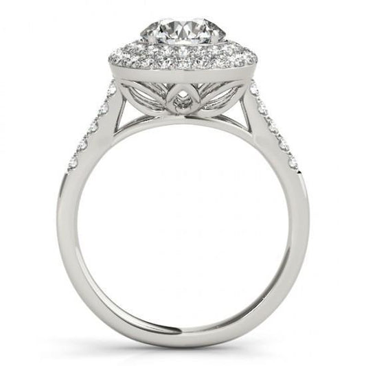 Anello Di Fidanzamento A Forma Di Fiore Con Vero Diamante Tondo. 2 Carati. WG 14K