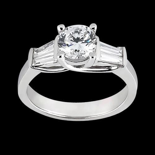 Anello Di Fidanzamento A Tre Pietre Con Naturale Diamanti Rotondi E Baguette Da 1.53 Carati