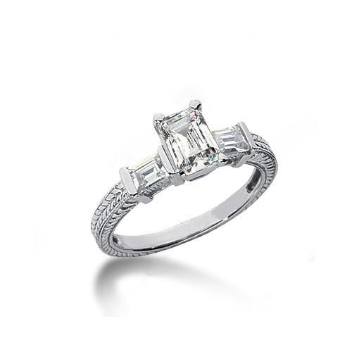Anello Di Fidanzamento Con 3 Pietre Di Naturale Diamanti Smeraldo Da 2.01 Carati