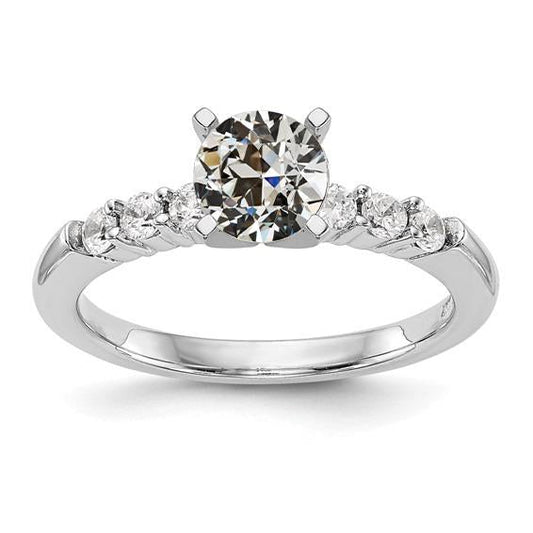 Anello Di Fidanzamento Con Accenti Di Genuino Diamante Tondo Taglio Antico 2,50 Carati