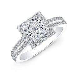 Anello Di Fidanzamento Con Anello Di Fidanzamento Con Genuino Diamanti Taglio Principessa Da 2.75 Carati. Oro Bianco 14K