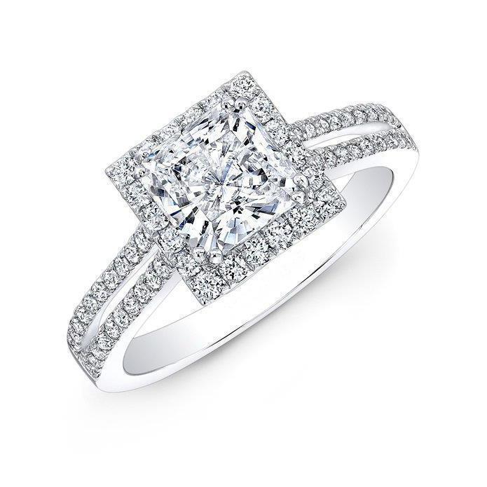 Anello Di Fidanzamento Con Anello Di Fidanzamento Con Genuino Diamanti Taglio Principessa Da 2.75 Carati. Oro Bianco 14K