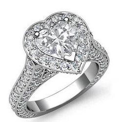 Anello Di Fidanzamento Con Cuore E Genuino Diamante Rotondo 6.45 Ct Halo Jewelry