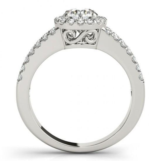 Anello Di Fidanzamento Con Doppia Fila Di Genuino Diamanti Halo 1.60 Carati WG 14K