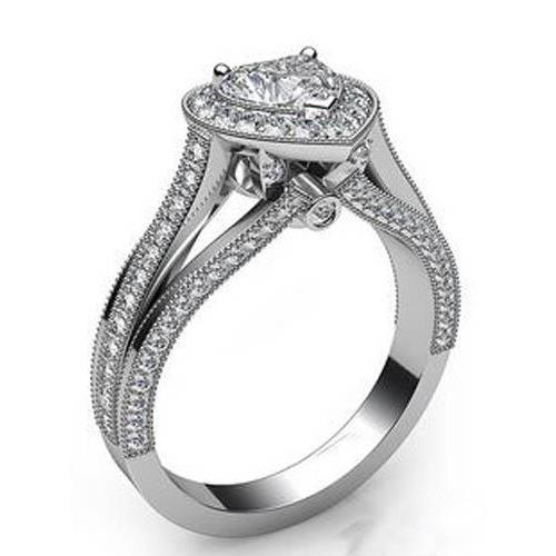 Anello Di Fidanzamento Con Genuino Diamante A Cuore 6 Carati In Oro Bianco Gioielleria