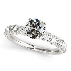 Anello Di Fidanzamento Con Genuino Diamante A Taglio Antico, Mezza Castone, Set 4 Carati