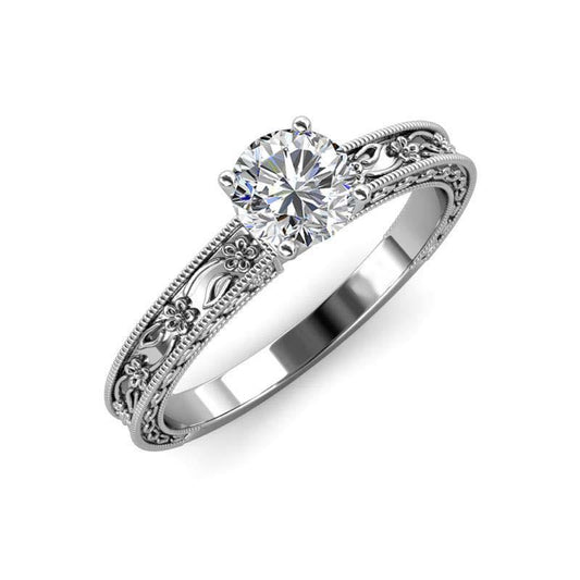 Anello Di Fidanzamento Con Genuino Diamante A Taglio Rotondo In Stile Antico Da 2,25 Carati