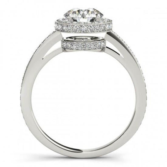 Anello Di Fidanzamento Con Genuino Diamante Brillante Rotondo Halo 2.60 Carati In Oro Bianco 14K