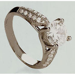 Anello Di Fidanzamento Con Genuino Diamante In Stile Vintage Da 2 Carati In Oro Bianco 14K