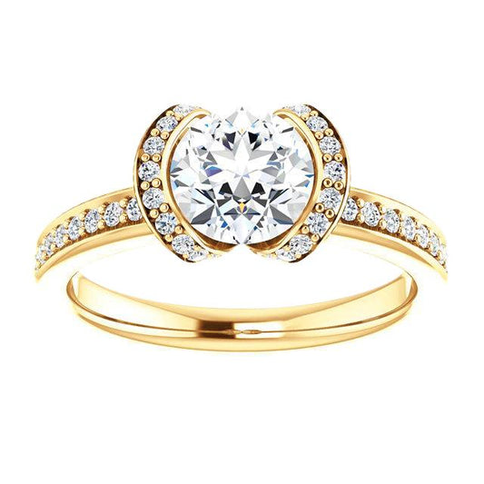 Anello Di Fidanzamento Con Genuino Diamante Rotondo 1.85 Carati In Oro Giallo 14K Novità