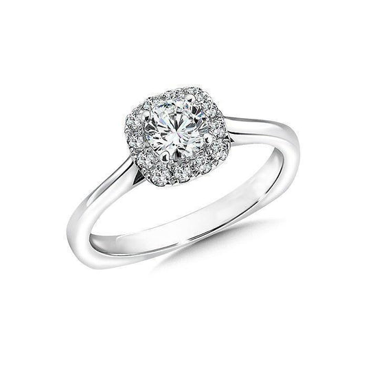 Anello Di Fidanzamento Con Genuino Diamante Rotondo Halo Oro Bianco 14K 1.36 Carati