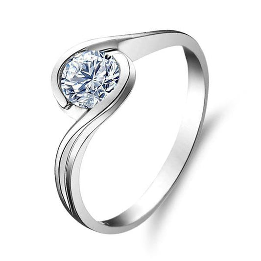Anello Di Fidanzamento Con Genuino Diamante Rotondo Scintillante Solitario Da 1 Carato