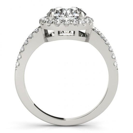Anello Di Fidanzamento Con Genuino Diamante Rotondo Sparkling Halo Da 2,50 Carati E Oro Bianco 14K
